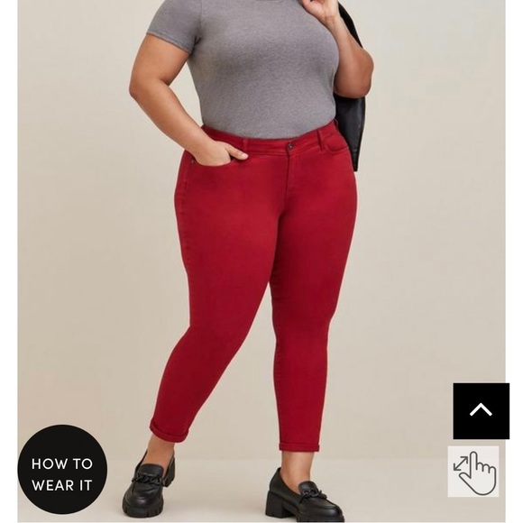 Torrid Vintage Straight mid-rise boyfriend jeans. Red. 16 R - Picture 1 of 5
